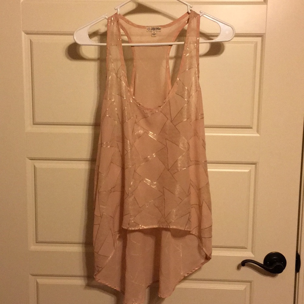 Lilly White Rose Gold High Low Racerback Tank